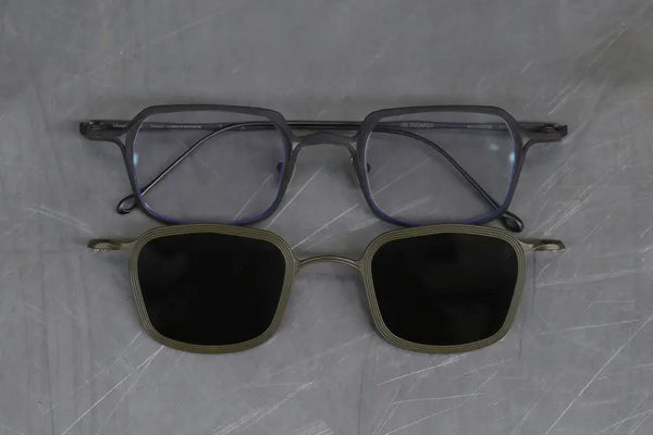 Rigards X TVA joint RG2004TVA titanium aluminum magnesium alloy double-layer sunglasses series RG-RG2004TVA-GTGLKSHP bronze + olive frame transparent + dark gray lens